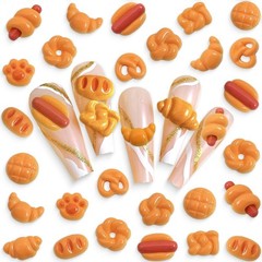 30PCS Cute Simulated Bread Toast Miniature Things for 0.47 inches, orange