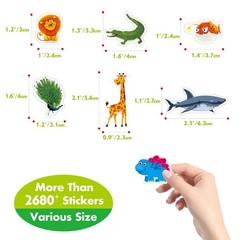 2680+ Animal Stickers, 64 Sheets Adorable Cartoon Animal Designs, Various The…