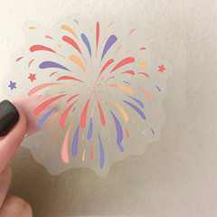 50PCS Transparent Watercolor Fireworks Sticker,Cute Colorful Burst Patterns Stic