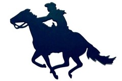 COWBOY & COWGIRL RIDING, RUNNING TRUSTED STEED, HORSE SILHOUETTE DIE CUT / CUTS