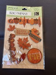 K&Company Fall Harvest Thanksgiving Adhesive Chipboard Scrapbooking Stickers