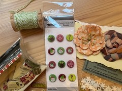Christmas Scrapbooking & Paper Crafting Lot Chipboard Tags Brads Stickers Paper