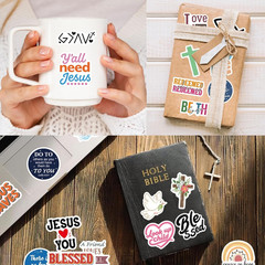 300PCS Inspirational Christian Jesus Bible Verse Stickers, Christian Gifts |