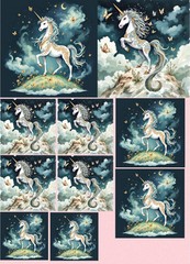 Unicorn Decoupage Rice Paper For Ornament-Wood Art Collage A4 1 Sheet