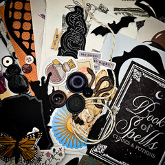 Whimsygoth Junk Journaling Papercrafting Kit – Mixed Media Pack Stickers Buttons