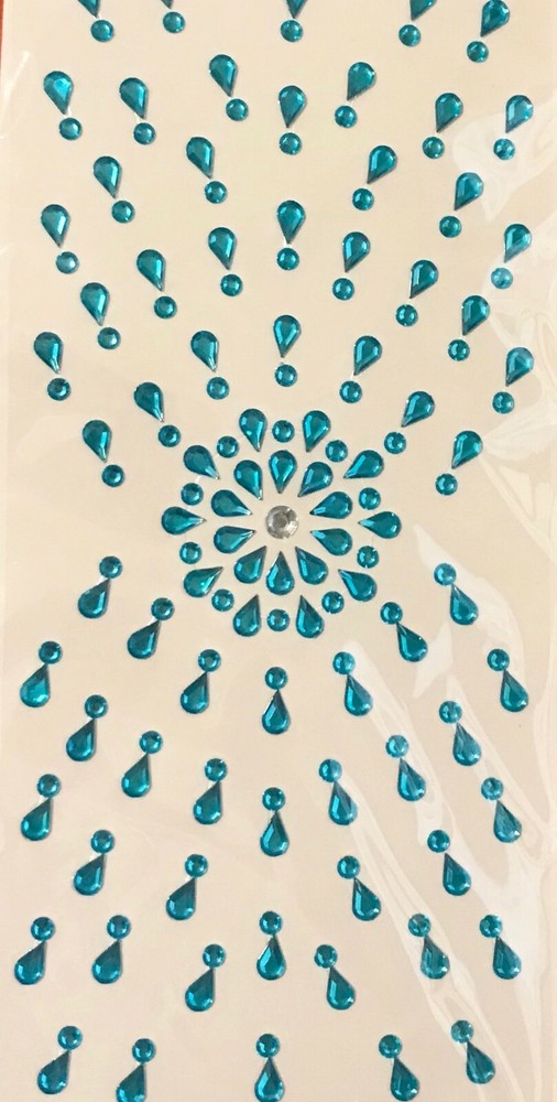 Jewel Starburst Peacock Blue Wedding Boho Face Gem Phone Case Rhinestone Sticker