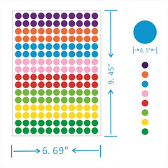 8800 PCS Colored Dot Stickers 1/2 Inch Round Dot Stickers Small 8 Color Coding L