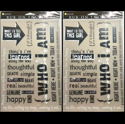 LOT OF 2 SETS DAISY D’S RUB-ON TRANSFERS IMAGES WHO I AM WORDS DESCRIPTIONS
