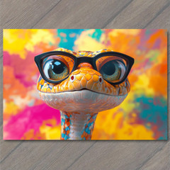 STICKER Stylish Snake Colorful Scene with Glasses Fashion Look Year Funny