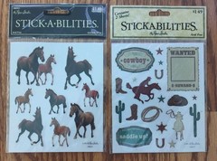 2 Sheets Vintage Stick•A•Bilities Horses Western Theme Scrapbook Stickers