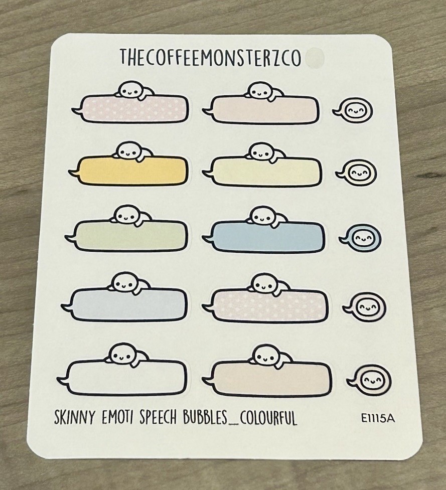 TheCoffeeMonsterzCo Emoti Speech Bubbles Colourful Sticker Sheet TCMC Stickers