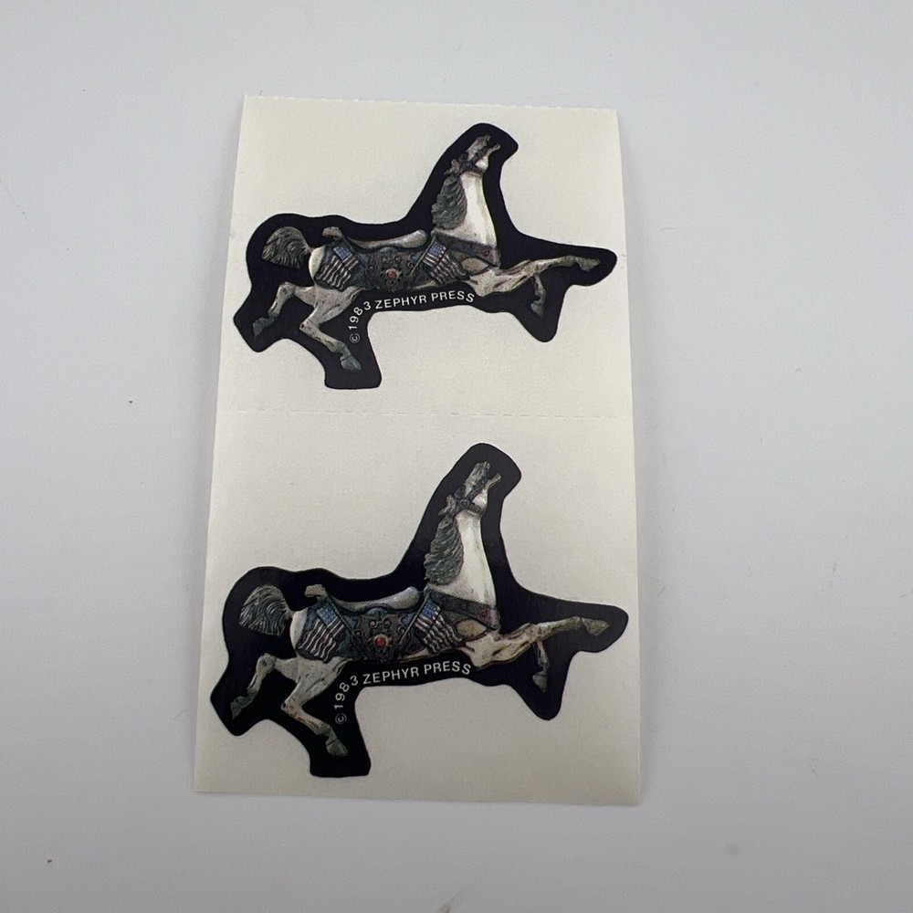 Vintage Zephyr Press Stickers Carousel Horse 1983 Rare HTF 2x Stickers