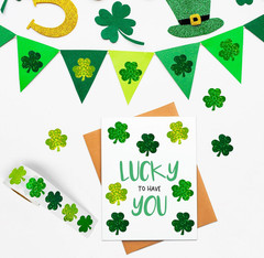 500 Pack St Patricks Day Shamrock Stickers Roll Green Glitter Clover Crafts