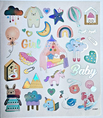 Baby Girl Unicorn Stickers Hot Air Balloon Nursery Foil Accents Paper Studio