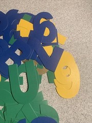 Lot Of 4” Jumbo Letters And Numbers – Green, Yellow, Gold & Blue (A8)