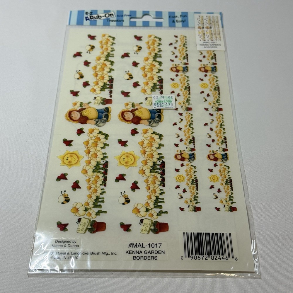 Royal Langnickel Easy Rub-On Transfers Garden Kenna Bee Sunflower Border 6×9