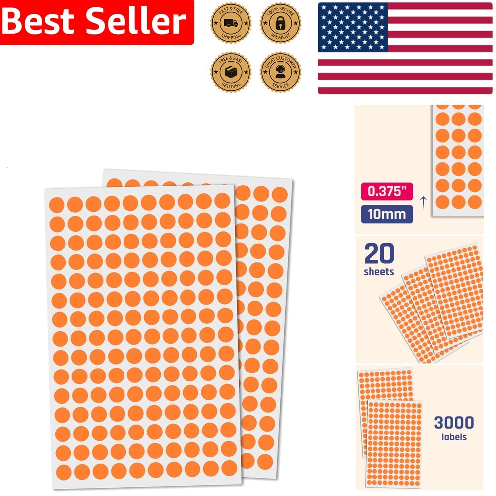 Dot Stickers Orange 3000 Round 3/8
