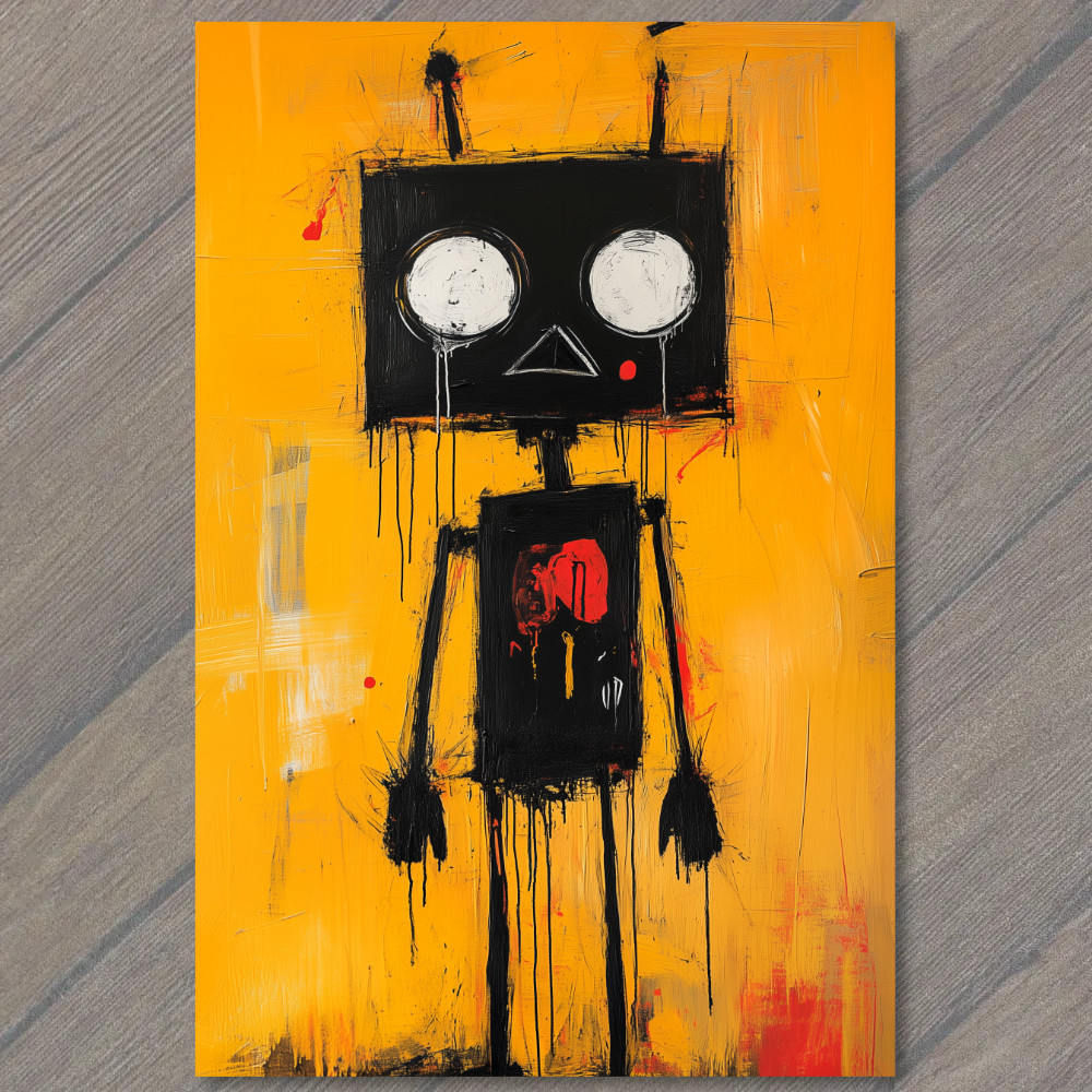 STICKER Neon Robot Yellow Chaos Glitch Graffiti Abstract Cyberpunk Bold