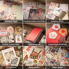 Vintage Scrapbook Supplies Aesthetic Journaling Kit, Scrapbook Papers Quote Stic