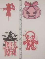 50pc. DARK PINK TRANSPARENT HALLOWEEN WATERPROOF VINYL STICKERS/DECALS