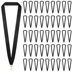 Black Neck Ribbon Snap Clips Blank Medal Solid Award Lanyards Holder 100 PCS