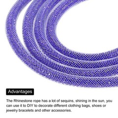 6mm x 120cm Rhinestone Rope Crystal Rope White Mesh Dark Blue Diamond
