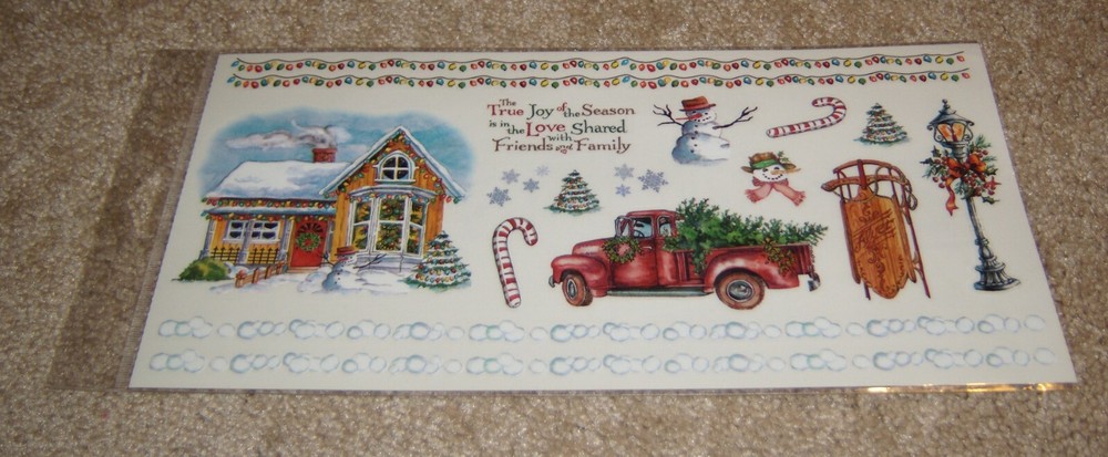 PSX Designs Sticker Sheet ~ Christmas Lights..Decorated House, Red Truck w/Tree.