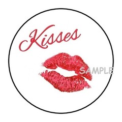 30 KISSES ENVELOPE SEALS LABELS STICKERS 1.5″ ROUND RED LIPS