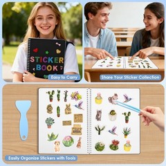 Large Reusable Sticker Book Collecting Album, 8.5×11 Inch Sticker Storage Col…