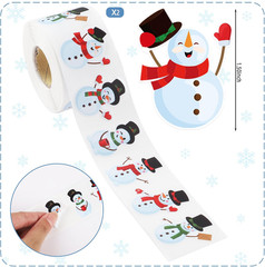 1200 PCS Snowman Roll Stickers Christmas Snowman Envelope Labels Stickers Xmas A