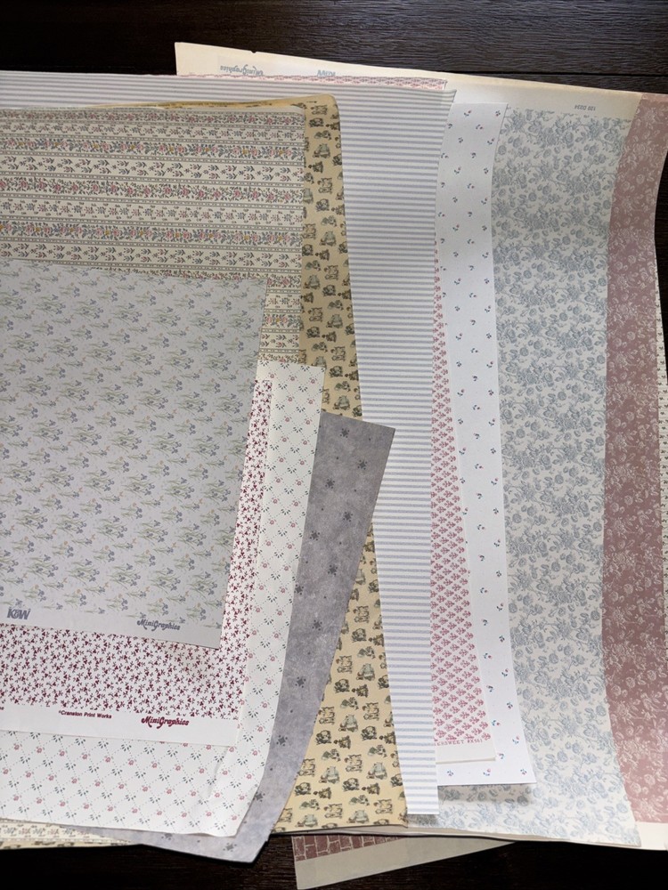 Vtg Wallpaper Sheets. Variety Sizes~Patterns. Scrapbooks, Albums, Frames. Lot 14