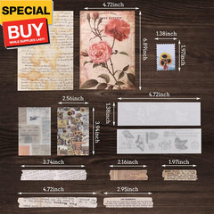 300PCS Vintage Scrapbooking Supplies Scrapbook Paper Journaling Kit Aesthetic De