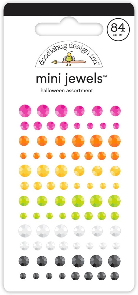 Crafts Doodlebug Mini Jewels Assorted Sizes Halloween Gems Bling Pink Orange Blk