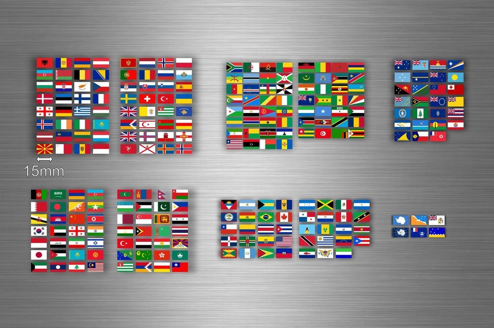 Set 252x sticker flag scrapbooking country collection stamp coins small world r4