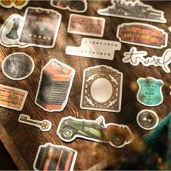 64Pcs Vintage Travel Junk Journal Ephemera Decorative Paper Ticket Stickers