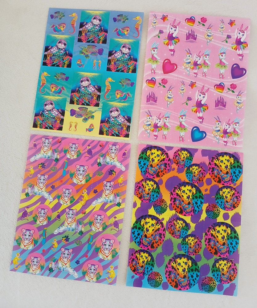 Vintage 90’s Lisa Frank Sticker Lot 4 S363 278 210 242 White Tiger Monkeys