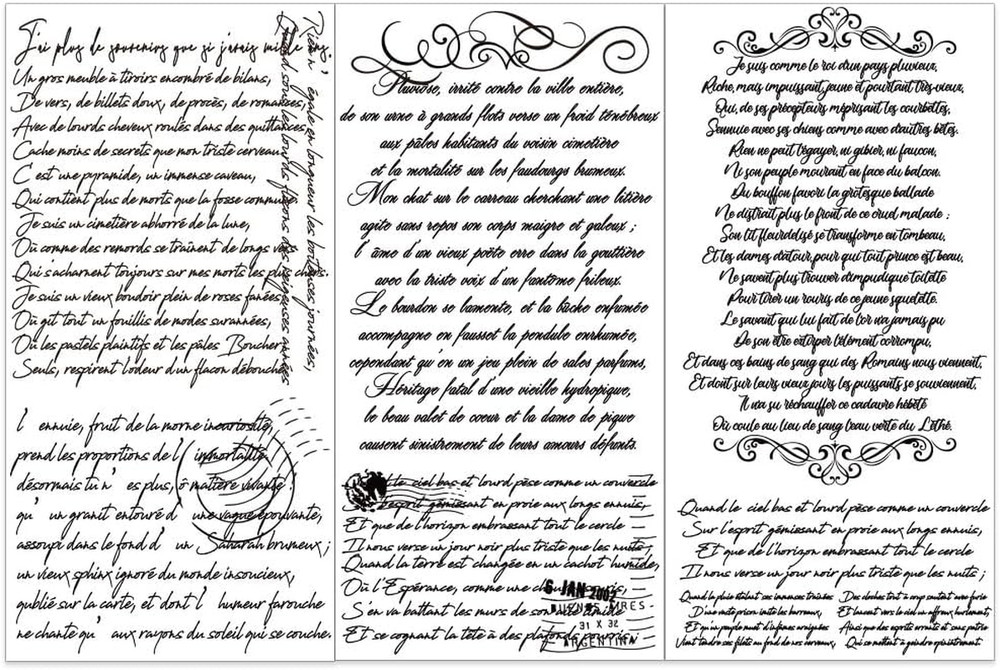 3Pcs/Set Word Rub on Transfers for Furniture and Crafts 6X12 Inch Handwritten Te