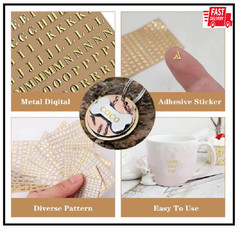 Small Letter Stickers for Resin,Mini Gold/Silver Letter Stickers Meta ,18 Sheets