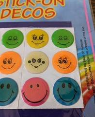 Vtg Imperial Smiley Face Stick On Decos Stickers Funky Ick Stickers 1992