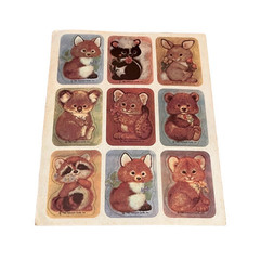 Vintage 1980 hallmark sticker sheet adorable baby woodland animals so cute!