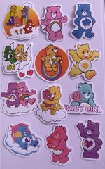 SET #1 ~Lot of 12 Care Bears Stickers Glossy ~ Junk Journal Supplies Scrapbook