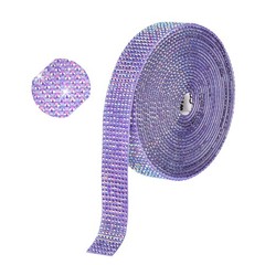 Self Adhesive Rhinestone Strips 3 Yards 0.6 Inch for Craft,Dark Purple AB