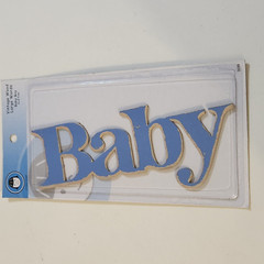 NEW Lot 2 Pkg Lil Davis Vintage Wood Words BABY Boy Blue Sweet Precious Cutie -G