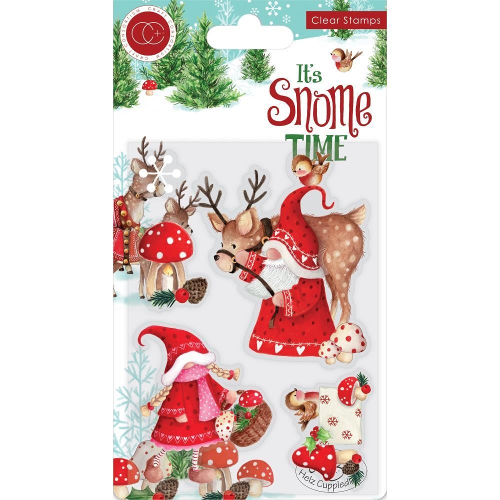 New Craft Consortium rubber Stamp WINTER MR & MRS SNOME GNOMES free USA ship
