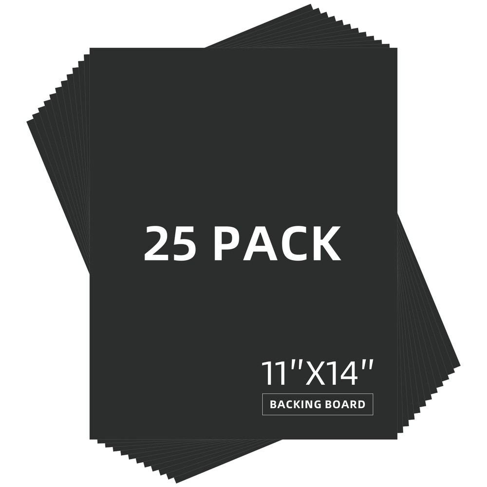 25 PCS 11×14 Inch Black Uncut Mat Boards Acid Free Backing Art Prints Frame