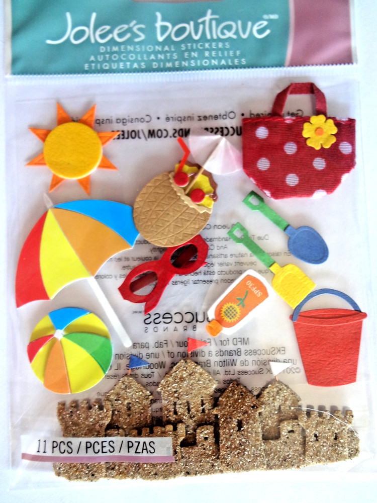 FREE SHIP Jolee FUN AT THE BEACH Scrapbook Dimensional Stickers TRAVEL VACATION