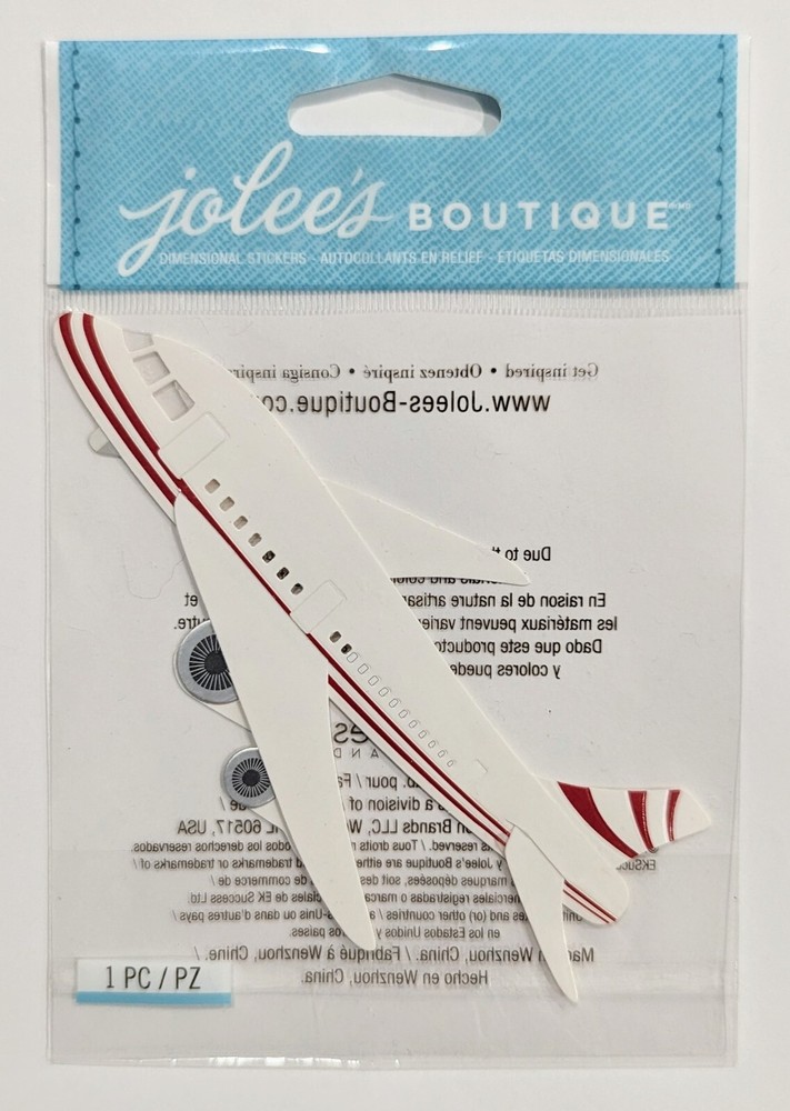 Jolee’s Airplane Travel Vacation Scrapbooking Embellishment