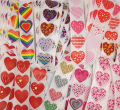 30 Heart Stickers/Various Styles/Scrapbooking/Crafts/Valentines/Journal/1 inch
