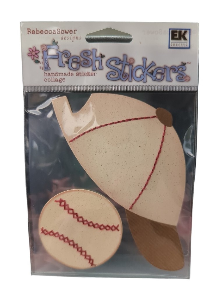 EK Success Rebecca Sower Fresh Stickers Baseball Season Hat And Ball handmade