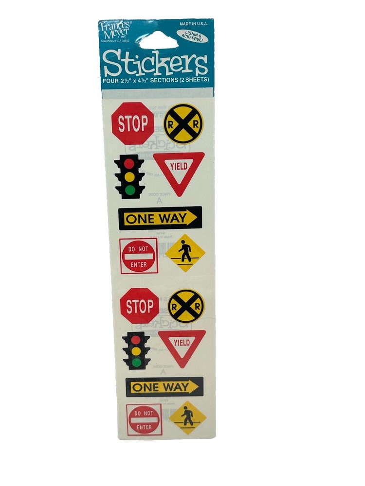 (4) Sealed Sheets Frances Meyer Stickers ST-425 Road Signs NOS Vintage